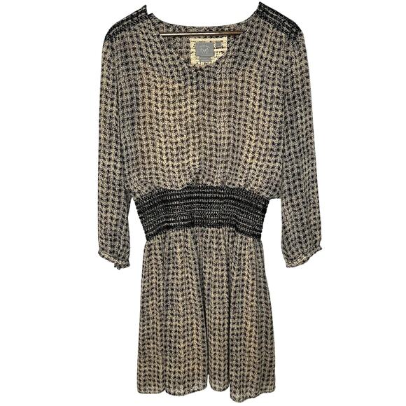 Anthropologie Vanessa Virginia Callista Brown Black Long Sleeve Dress Large - Picture 2 of 8